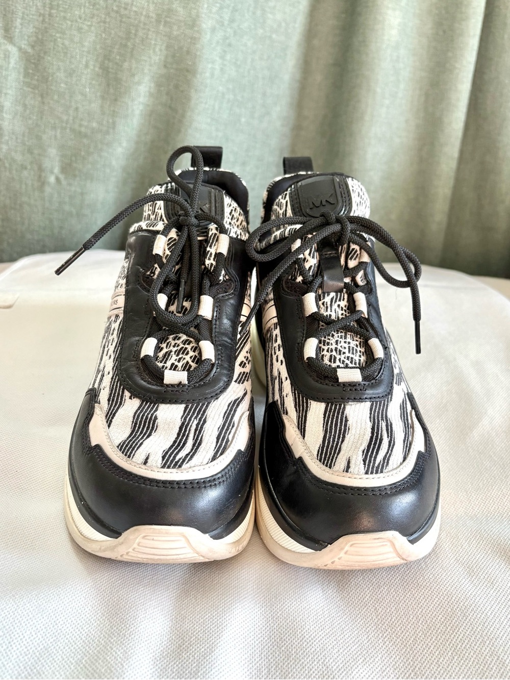 Michael Kors Olympia Leather & Animal Print Jacquard Trainers size 9.5 - Picture 5 of 8